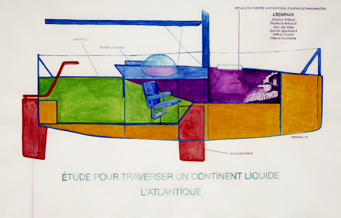 Abraham Poncheval, étude pour "Traverser un continent liquide, l'Atlantique