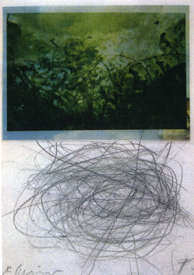 Arnulf Rainer, Sans titre, 2005-2006. Techniques mixtes sur photographie; 29,7 x 21 cm © DR.